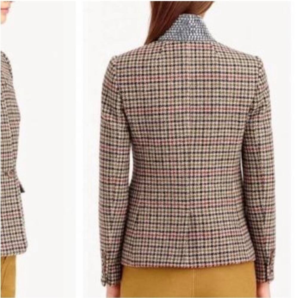 J.Crew Regent houndstooth embellished blazer jacket XS 2 jewel collar rhinestone - Picture 9 of 10